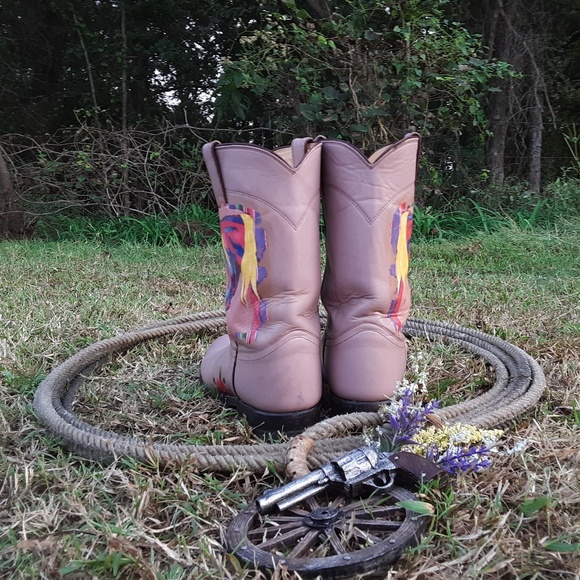 💞SOLD💞 Pink Vintage Justin Roper boots - Picture 4 of 7